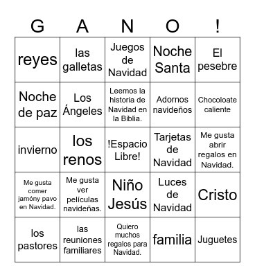 Gano de Navidad Bingo Card