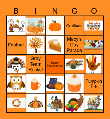 Thanksgiving Bingo Card