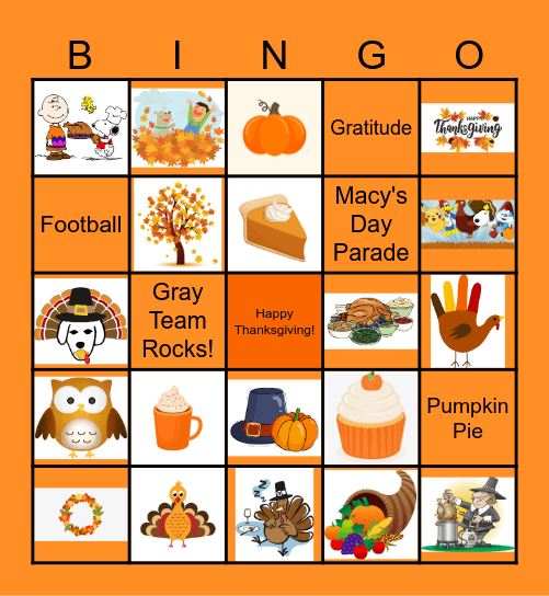 Thanksgiving Bingo Card