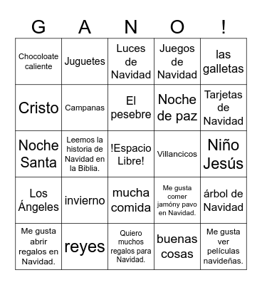 Gano de Navidad Bingo Card