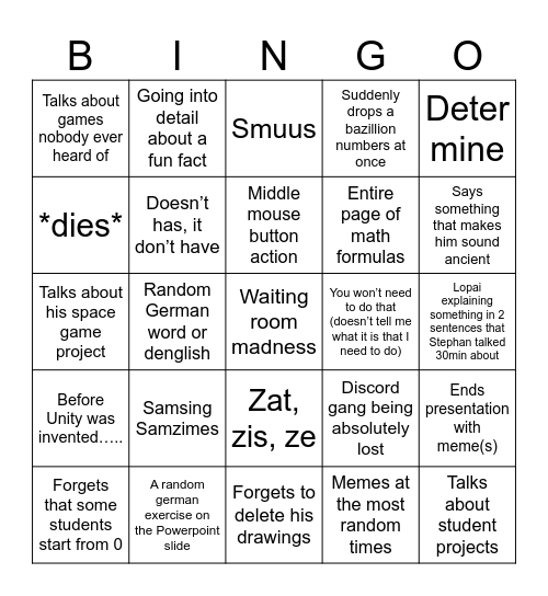 Basic Tech 1 Bingo Card