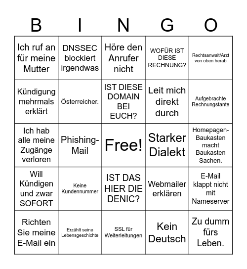 5 Stunden Hotline Bingo Card