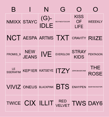 KPOP CHRISTMAS PARTY BINGO Card