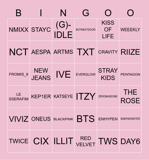 KPOP CHRISTMAS PARTY BINGO Card