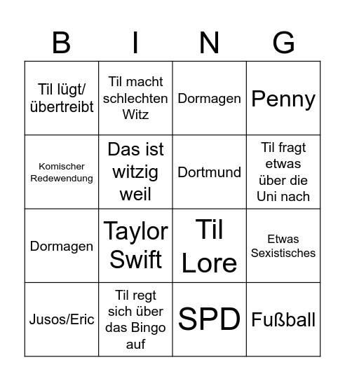 Til Bingo Card