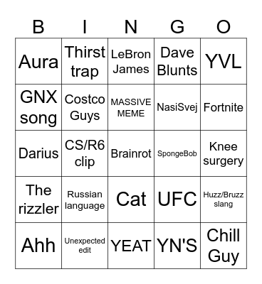 TikTok Bingo Card