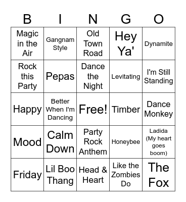 Music Bingo Card