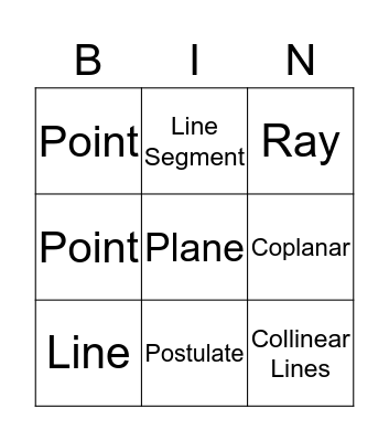 Geometry Tools  Bingo Card