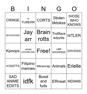 FB REELS Bingo Card
