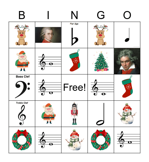 Note Name/Music Symbols Bingo Card