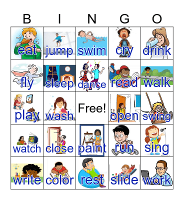Verbs 1 Bingo Card