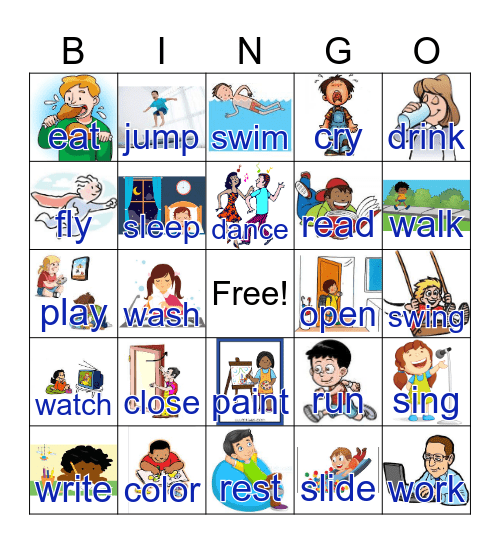 Verbs 1 Bingo Card
