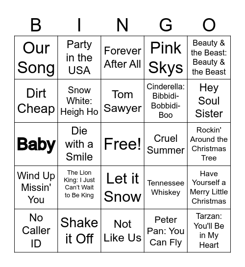 JCMS December Bingo Cards Bingo Card