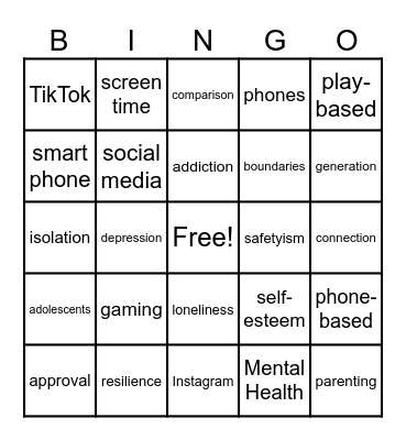 Anxious Generation Bingo Card