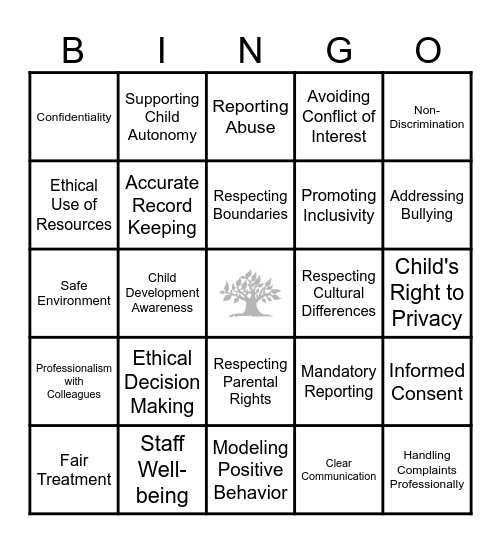 Ethics Bingo Card