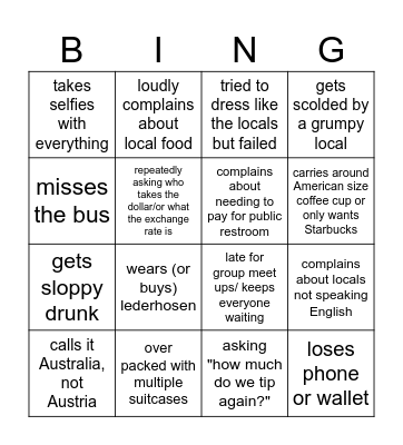 Xmas Market Tour Bingo Card