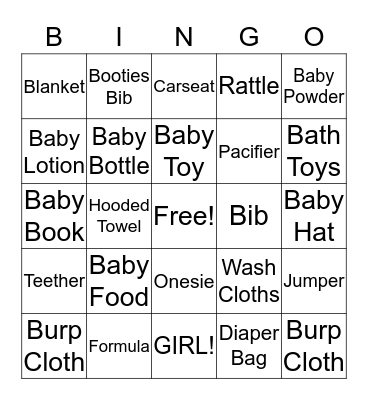 BABY SHOWER BINGO Card