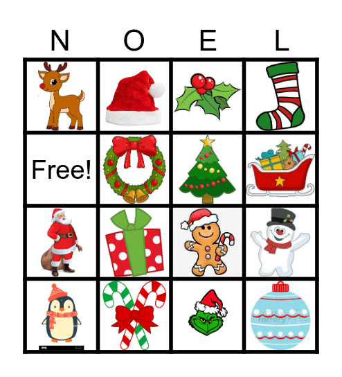 Christmas Picture Bingo Card