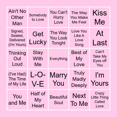 Love Song Bingo Card