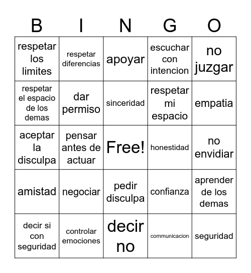 Bingo de Limites - Cicero Bingo Card