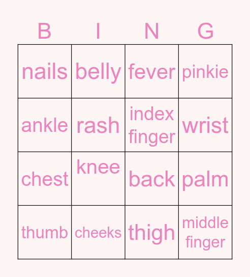 body and health Bingo Card