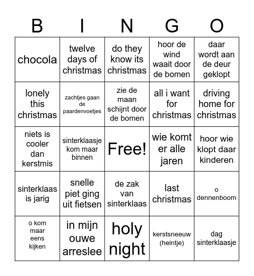 SINTENKERST Bingo Card