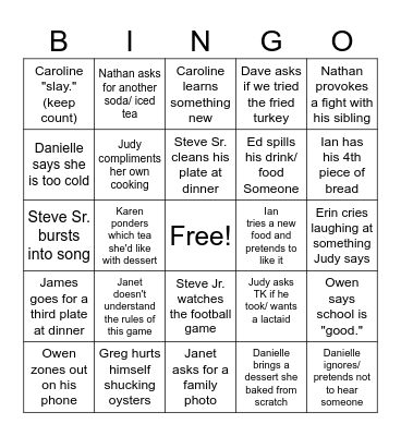 Thanksgiving 2024 Bingo Card