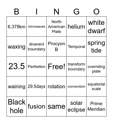 E.S.S.R.T. Bingo Card