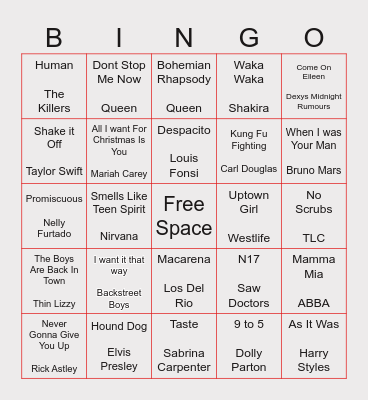ROBUS MUSIC BINGO Card