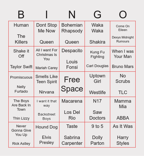 ROBUS MUSIC BINGO Card