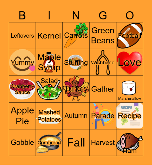 Thanksgiving Bingo Card