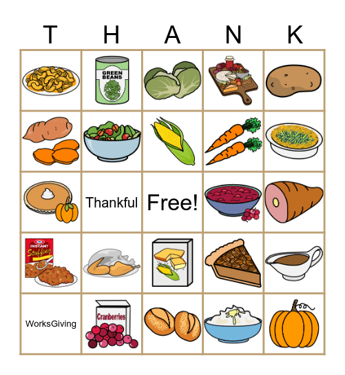 Thanksgiving Describing Bingo Card