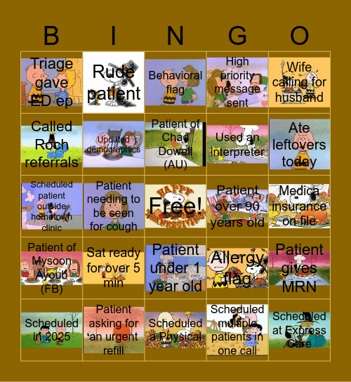 Bingo 11/29/2024 Bingo Card