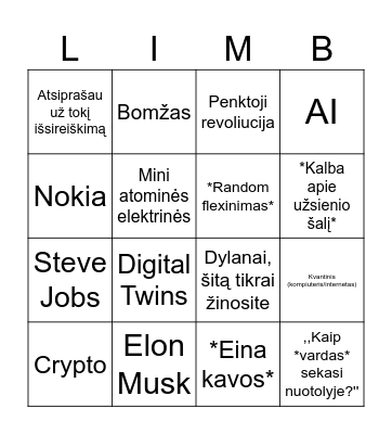 Limbo Bingo Card