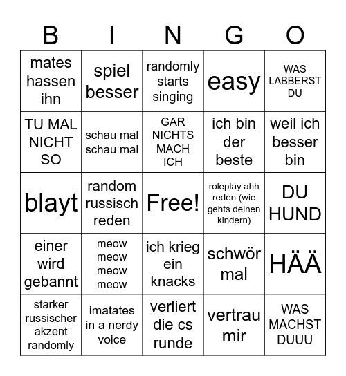 CS mit Kris ABER er spielt mit seinen cousin Bingo Card