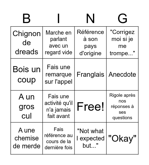 BING'SON Bingo Card