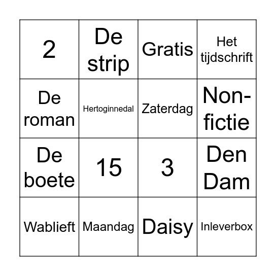 Bibliotheek Bingo Card