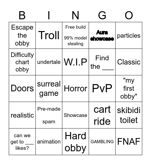 OBBY CREATOR BINGO Card