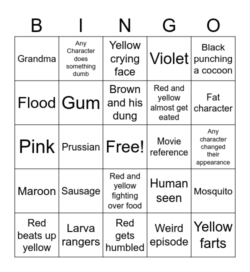 Larva Bingo Card