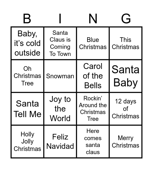 Christmas Bingo Card