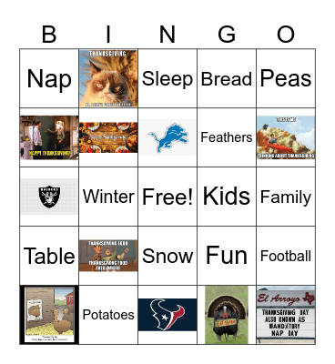 Thanksgiving Bingo Card