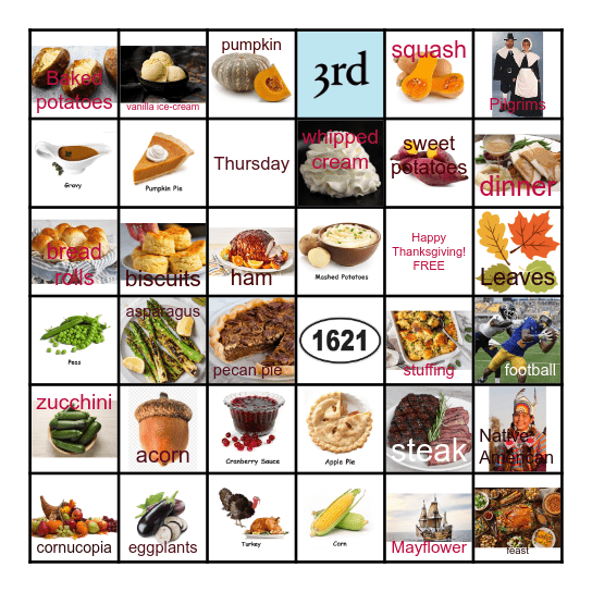 Thanksgiving Bingo Card