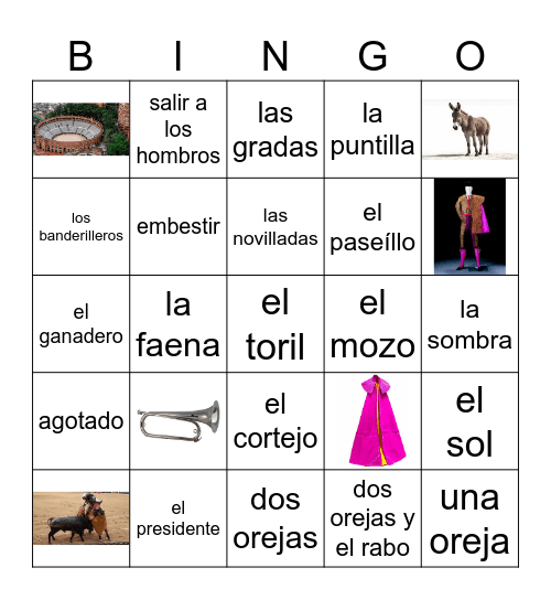 La Corrida de Toros Bingo Card