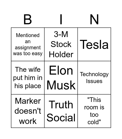 Business Law Bingo Card