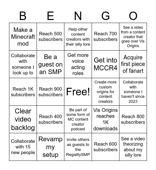 Ben 2025 Bingo Card