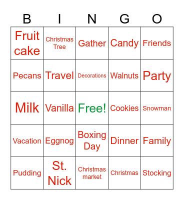 Holiday Happy Hour Bingo Card