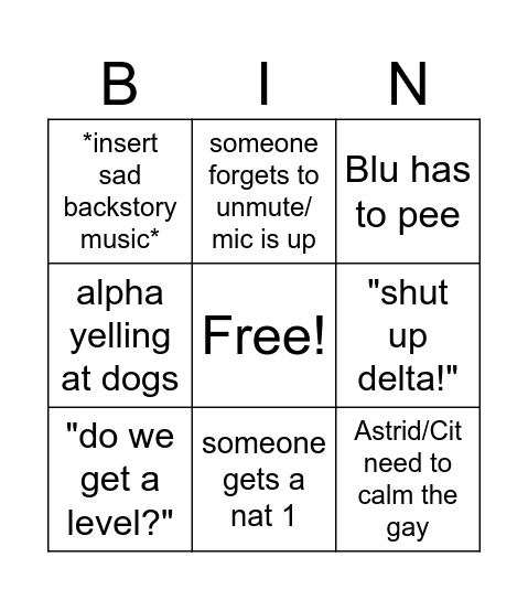 Roll for Serotonin Bingo Card