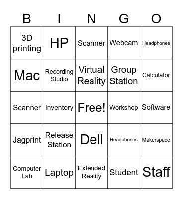 Computer Lab Bingo Card