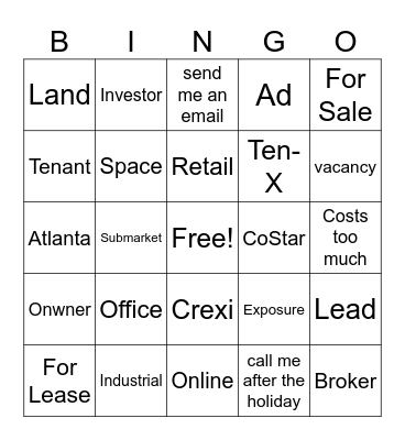 LoopNet Bingo Card