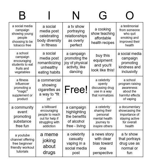 media bingo Card